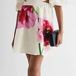EXPRESS NWOT‎  Floral Puff Sleeve Cutout Mini Dress Sz XS Photo 0