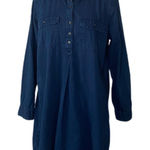Old Navy Maternity Indigo Chambray Dress Long Sleeve Button Up Top Size Medium Photo 0