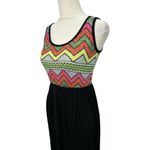 New 42POPS Boho Maxi Sleeveless Tank Dress Chevron Festival Sz Medium USA Made Black Photo 3