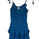 MISA Los Angeles  Rosella Tiered Mini Dress Turquoise Blue Size Small Metallic Photo 2