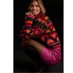 Farm Rio  Full Of Hearts Jacquard Sweater Rainbow Wool Blend Juliet Sleeves XS Photo 3