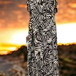 INC wide leg Jumpsuit Size 6 Brown white Satin tropical animal print NWT Photo 1
