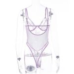 NWT Lace Teddy Bodysuit Womens M Lavender Sheer Floral Lingerie Thong Romantic Purple Size M Photo 3