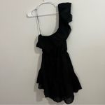 Free People  Black One-Shoulder Ruffle Dress Photo 2