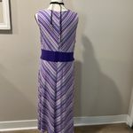 Nina Leonard  stripped purple’s colors midi sleeveless dress NWOT C1 Photo 3
