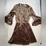 L'Agence Riley Velvet Tie Wrap Dress Mink, Size Medium Photo 2