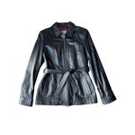 wilson's leather  Black Long Belted 100% Genuine Leather Jacket Photo 5