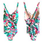 Kona Sol Swimsuit Large 12 14 Tropical Floral One Piece Tummy Control Cruise Photo 5