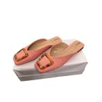 Sam Edelman  Coral Canvas Slip-On Mules with Tortoise Buckle – Size 6.5 Photo 2
