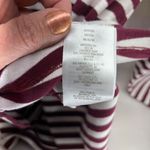 d&co Denim Company Burgundy White Stripe Velour Trim Hoodie Pocket Top Womens S Size M Photo 3