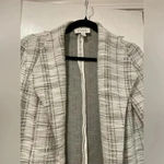 Elle  Cream Black Gray Cotton Tweed Lightweight Unlined Open Front Blazer Size S Photo 1