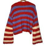 ZARA Striped Flare Sleeve Crochet Knit Red and Purple Women's Sweater Photo 1