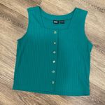 basic editions Y2k vintage square neck ribbed tank top teal green medium Photo 1