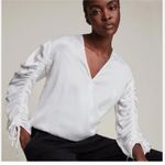 ALLSAINTS  Women's Preslie Silk Blouse in Chalk White Size 6 Photo 1