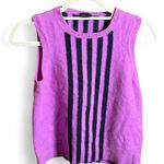 J.Crew Italian Cashmere Sweater Vest Purple w/ Navy Stripes | Medium Photo 0