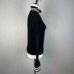 & Other Stories & Other Stories Women Ruffle Neck Cuff Sweater XS Black White Stripe Cotton Wool Photo 5