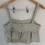 Girl and‎ the Sun Linen Crop Top in Moss Green Size M Photo 1