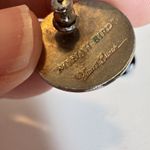 Stunning Vintage Laurel Burch Mynah Bird Black Enamel Disc Earrings Gold Photo 2