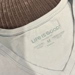 Life is Good Crusher Tee Women Blue Medium V Neck Golden Retriever USA Wine Photo 4