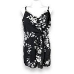 City Chic Womens Shorts Romper Floral Print Tie Front Black White Size XL 22 Photo 2