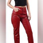 Maroon Faux Leather Pants Red Size M Photo 0
