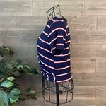 Gaze navy and white burgundy, striped short sleeve crop top Blue Photo 3