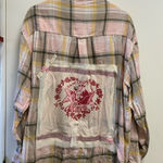 Pink Flannel Xtra Large w Guns N' Roses Graphic Tee on back with Crown Brooch Red Size XL Photo 0