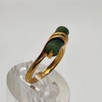 Vintage Avon Gold Tone & Faux Jade Cylinder Ring (6) Green Photo 3