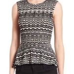 BCBGMAXAZRIA Black & White Knit Peplum Tank Top Photo 2