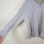 Lillusory Gray Oversized Quarter Zip Sweater Small Rough Hem Coastal Grandma Photo 4