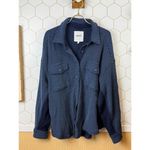 Aerie  Navy Blue Oversized LumberJane Waffle Shirt - Size - Large Photo 4