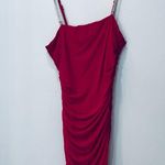 Forever 21 NWT Rhinestone Ruched Mini Dress sz Large shocking pink Photo 26