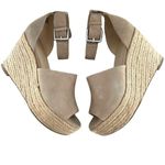 Marc Fisher CALA Beige Suede Open Toe Espadrille Platform Wedge Sandals Size 8 Photo 4