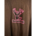 Gildan Women’s  Long Sleeve Tee XL Brown Pink BuckedUp Deer Photo 2