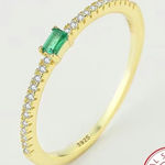 Sterling Silver BNIB - Green Stone S925  Ring - 14K Gold Plated. Photo 0