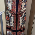 Dress Barn Sleeveless Maxi Dress Scoop Neck Pleated Blouson Geometric Print 20 Photo 0