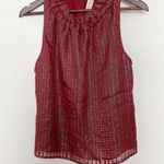 Anthropologie Dolan Burgundy Ruffle Neck Metallic Plaid Tank Top Lined Size M Photo 0