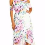 Night Way multi color flor print high low off shoulder midi maxi dress 2 Photo 0