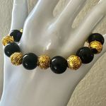 Feng Shui Black and gold tone Mantra Bead Bracelet with Double dragons Photo 8
