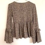 Peach Love California NEW NWT Tan Brown Black Dotted Long Bell Sleeve Blouse S Photo 11