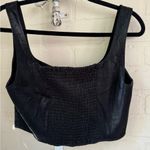 WAYF  crop top snap button down sleeveless tank shirt black shimmer smocked back Photo 2