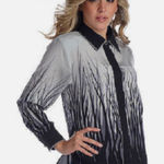 Bob Mackie  Silk Blouse Medium Black White Preppy Office Academia Photo 0