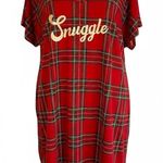 JoySpun Sleepshirt Womens L/XL Red Plaid Snuggle Graphic Print Above Knee Pocket Size L Photo 0