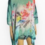 Missy Plus Floral Chiffon Caftan Poncho/ Coverup OS Green Size undefined Photo 3