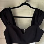 ZARA  black top cropped sweetheart ruched in size medium lined NWT Photo 5