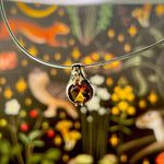 Sterling Silver 925 Vintage Hong Kong Real Citrine Gemstone Slide Pendant Photo 4