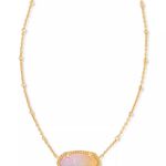 Kendra Scott Elisa Gold Satellite Pendant Necklace in Pink Watercolor Drusy  Photo 0