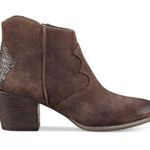 Marc Fisher  Brown Burnished Suede Contrast Stefani Western Bootie, Sz 7.5 Photo 0