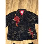 Tantrums Collection Women's Large Outfit Jacket Pants Embroidered Floral Black Photo 1