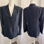 Lauren Ralph Lauren silk dark blue pinstriped suit jacket size 8 Photo 1